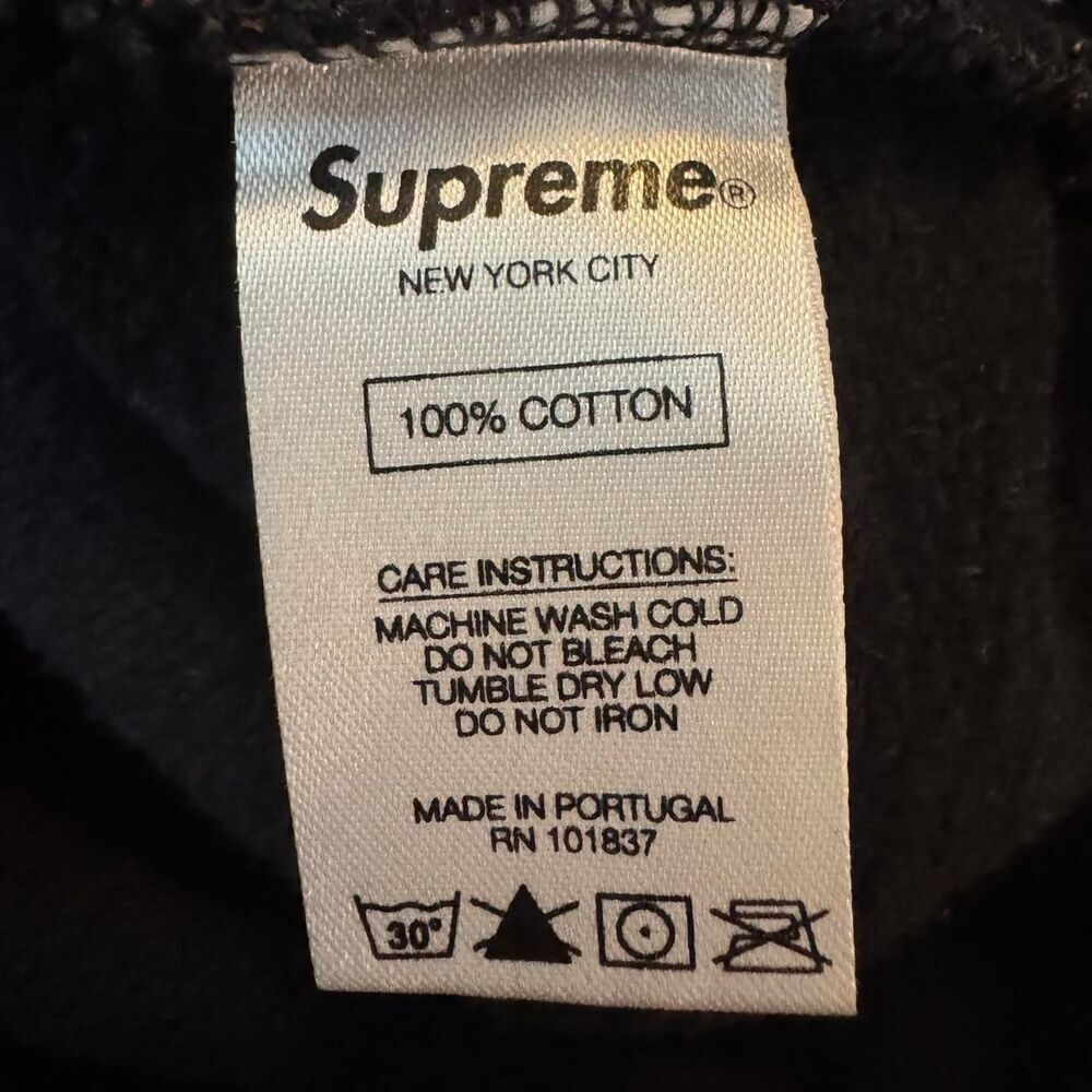 Supreme Marble Hooded Sweatshirt Black Orange Crackle Print Hoodie Made in Portu - Picture 3 of 5